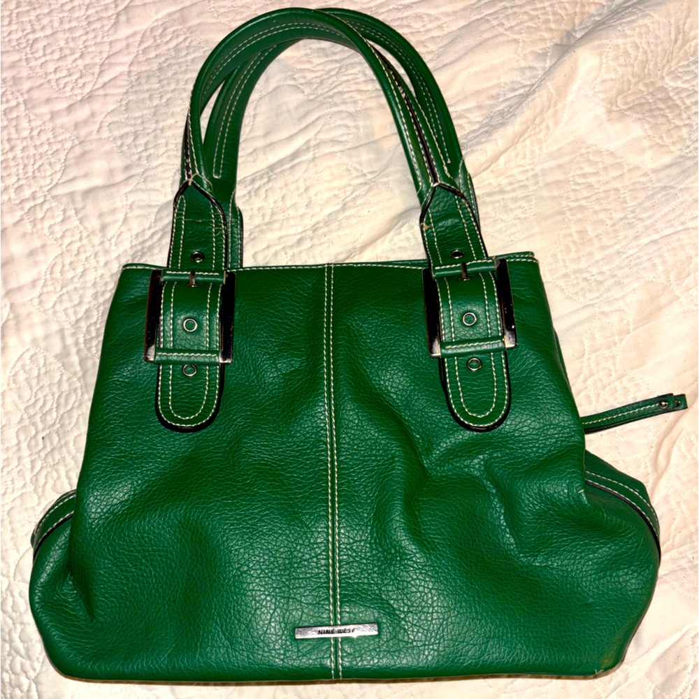 Nine West green patent leather  large shoulder bag